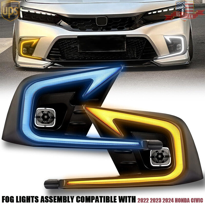 Fog Lights Assembly DRL for 2022 2023 2024 for Honda for Civic Hatchback Turn Signals