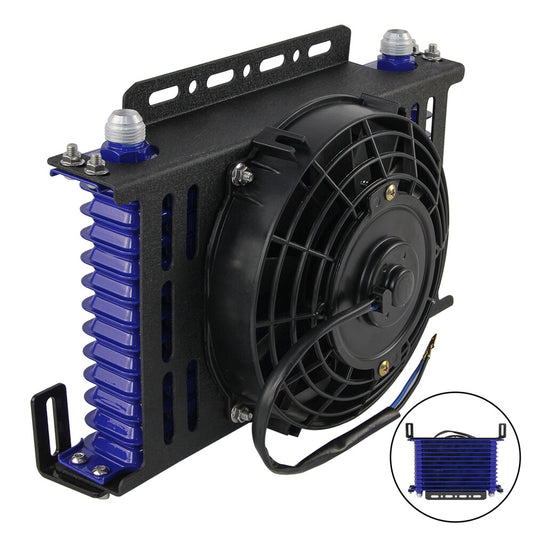 Universal 13 Row AN10 Engine Oil Cooler + 7 Fan Kit New Mounting Bracket Kit BL