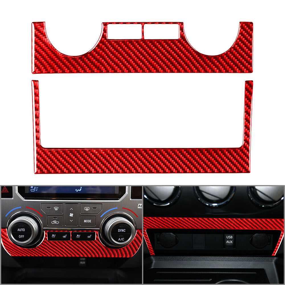 2x Interior Conditioner Switch Panel Cover Trim Fit for Toyota Tundra 2014-2021 Red