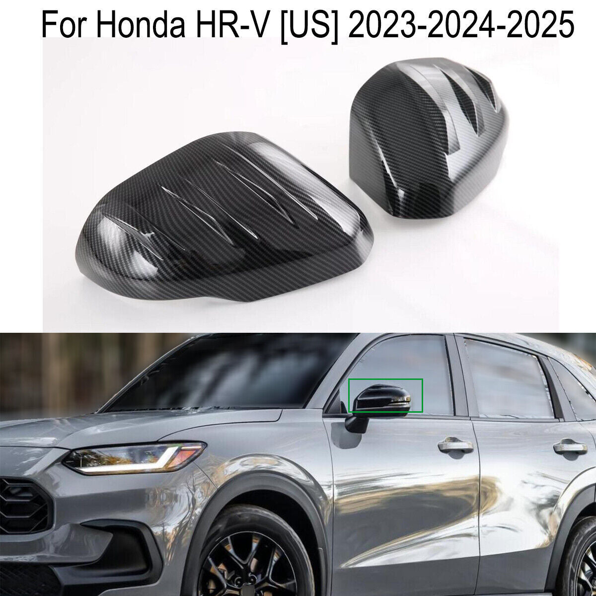 2Carbon Fiber ABS Rearview Mirror Cover Trim for Honda HR-V [US] 2023-2024-2025