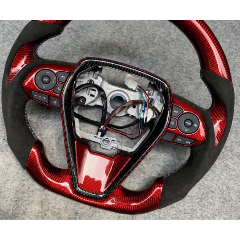 Steering wheel suitable for Toyota for Camry 8th generation 2018-2024, made of genuine carbon fiber.