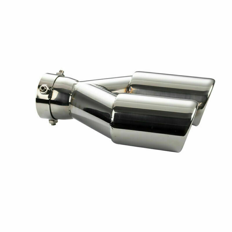 Pair 2.5in ID 2.75'' OD Dual Exhaust Pipe Muffler Tips Clamp-on Dual Outlets