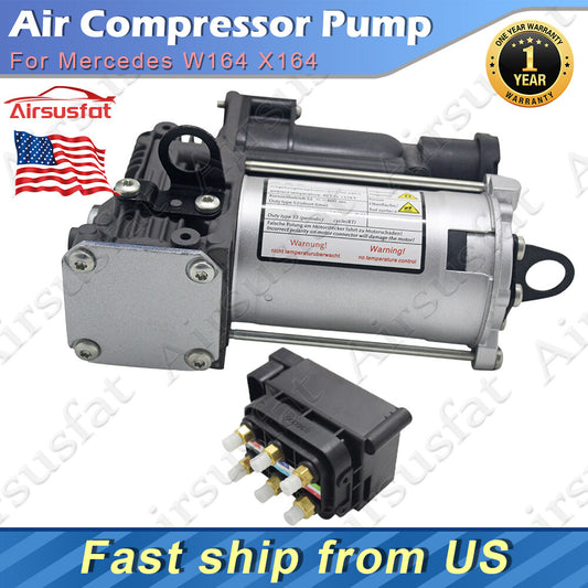 for Mercedes GL ML Class W164 X164 Air Compressor Pump with Solenoid Valve Block