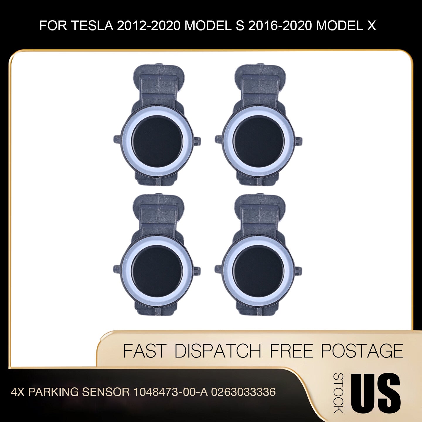 4x Parking Assist Sensor 1048473-00-A For 2012-2021 for Tesla for Model S 5YJS X 5YJX
