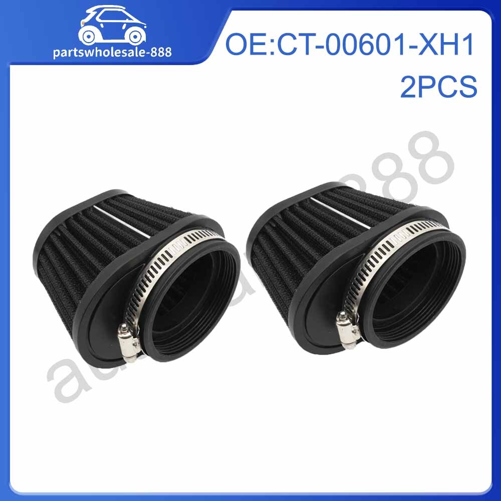 2-Pack High Flow Cone Air Filter Pod Cleaner, Black, Suitable for Motorcycles, ATVs, and Scooters