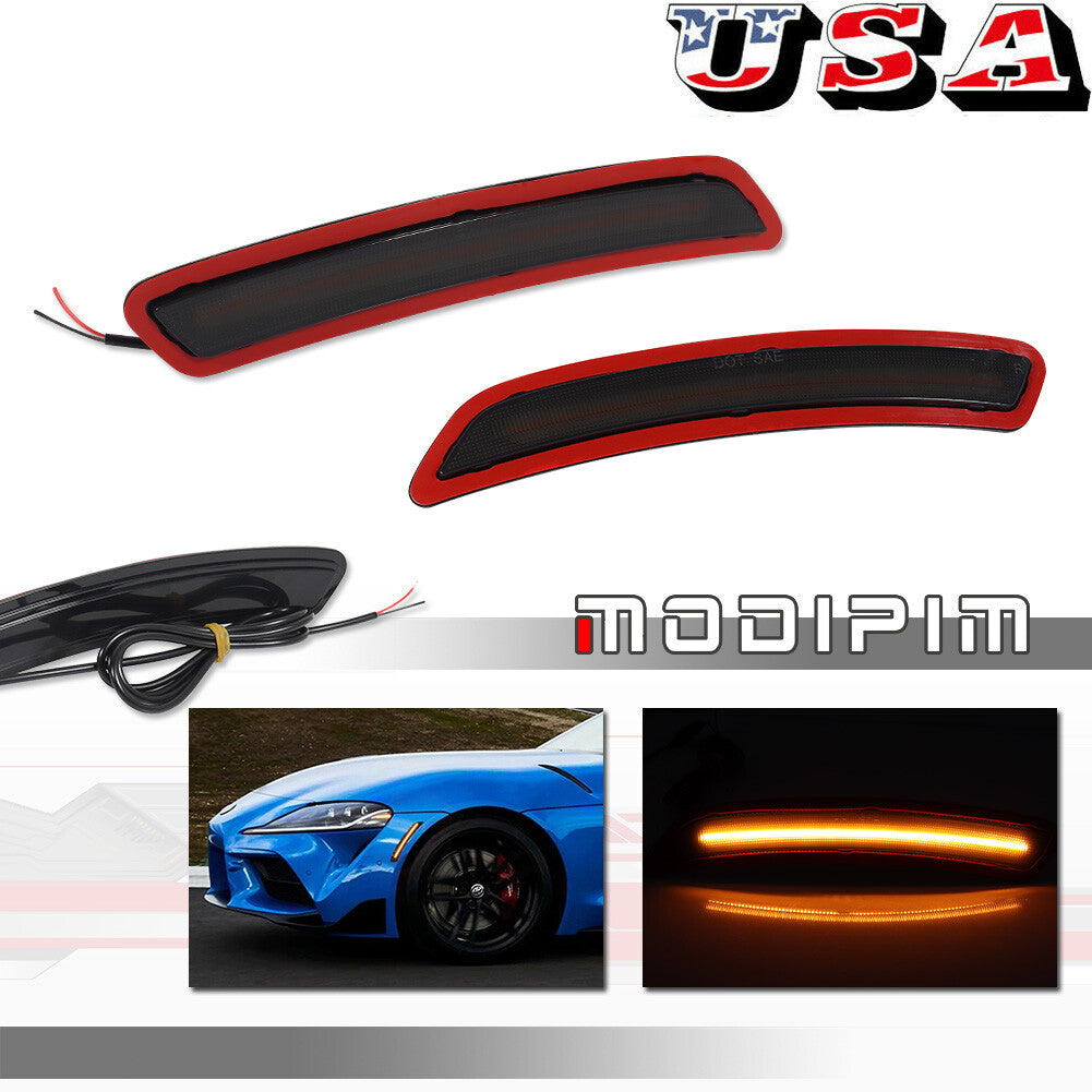 Smoked lens front marker light, amber LED light, suitable for 2020 for Toyota GR Supra