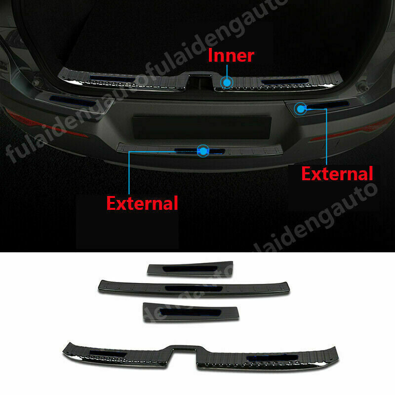 4X for Volvo XC40 2019-2022 Black Steel Rear Bumper Sill Plate Protector Cover