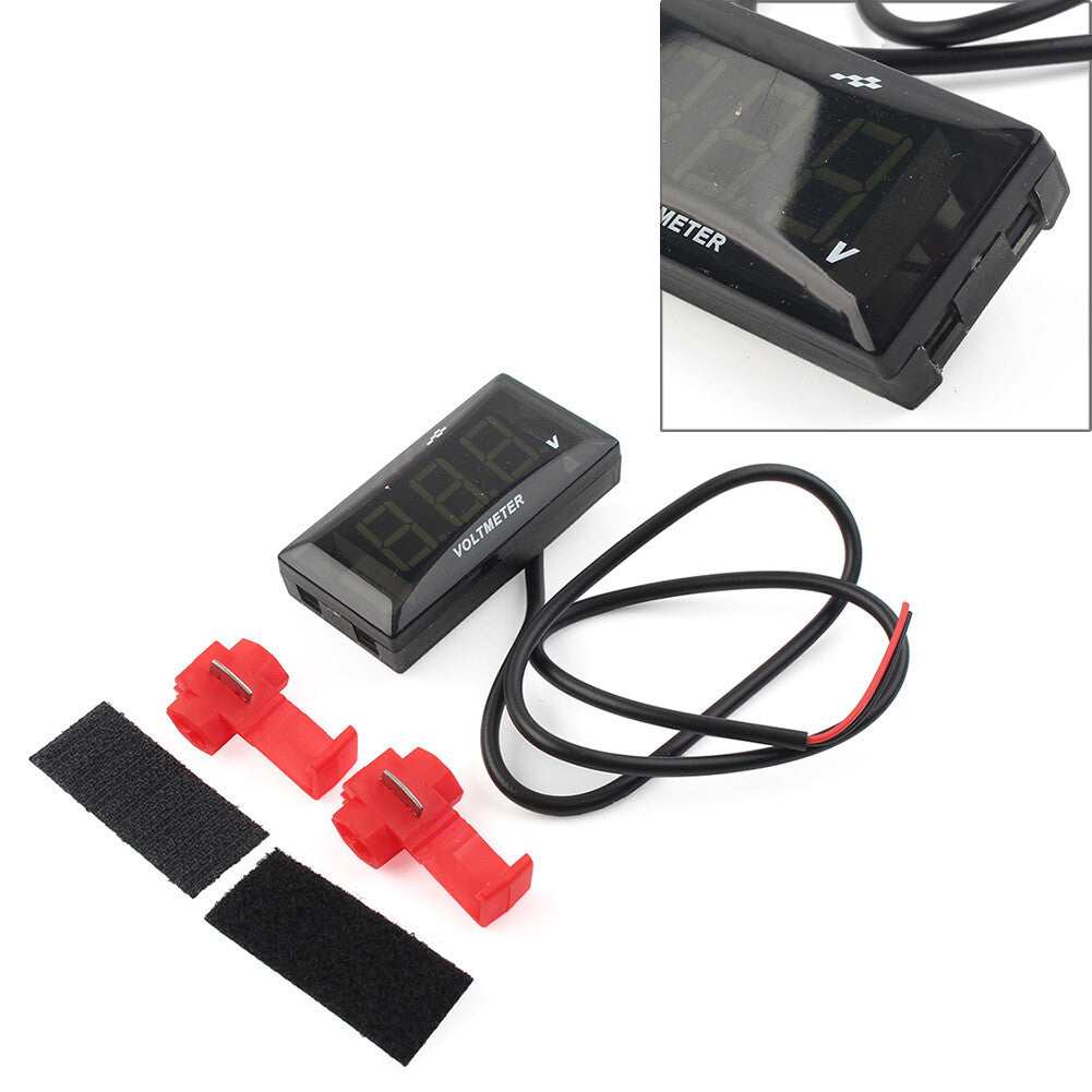 Digital LED Display Voltmeter Voltage Gauge Panel Meter Kit Motorcycle White 12V