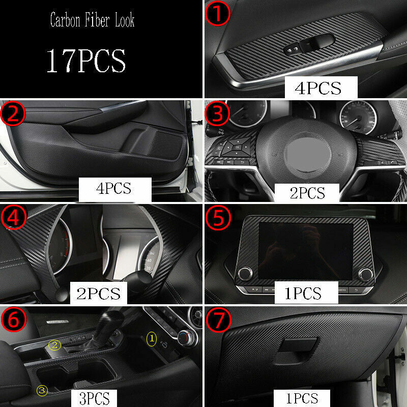 Carbon Fiber Look Interior Kit Decor Stickers Cover for Nissan Sentra 2020-2023
