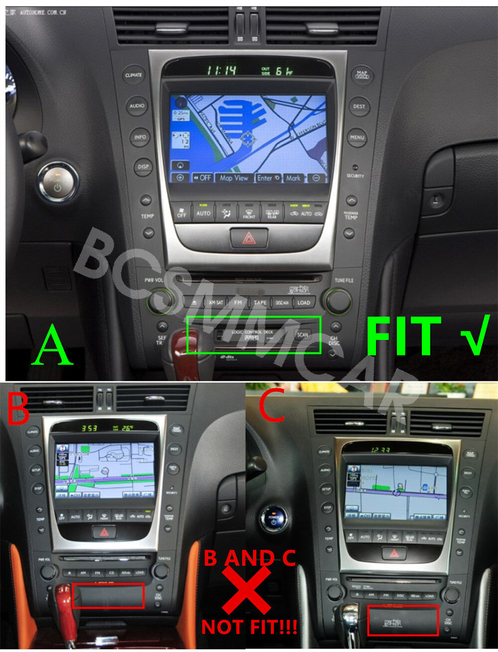 9IN Android 13 Fit for Lexus GS 300 350 430 450 GPS Headunit Radio 2005-2011