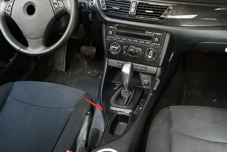 Carbon Fiber inner Console Gear Shift Panel Trim For Auto for BMW X1 E84 2013-15