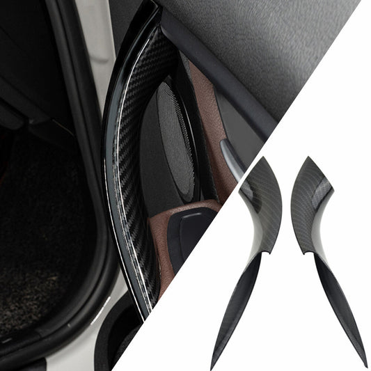 This set of inner door handle protective covers and shells is made of carbon fiber and is suitable for BMW 3 Series, 4 Series, F30, F35, etc.