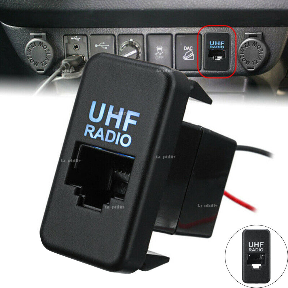 UHF Blank Socket RJ45 dio Switch Panel Dash for Toyota Hilux Landcruiser Blue