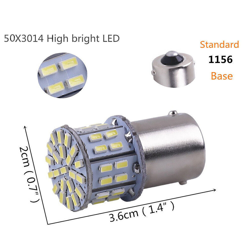 12V 1156 BA15S 50-SMD RV Interior LED Light Bulbs Turn Signal Lamp P21W White