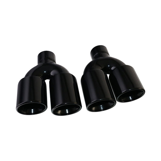 2PCS 2.5'' ID 3.5'' OD Black Exhaust Pipe Tips Universal Fit Dual Tip Rolled