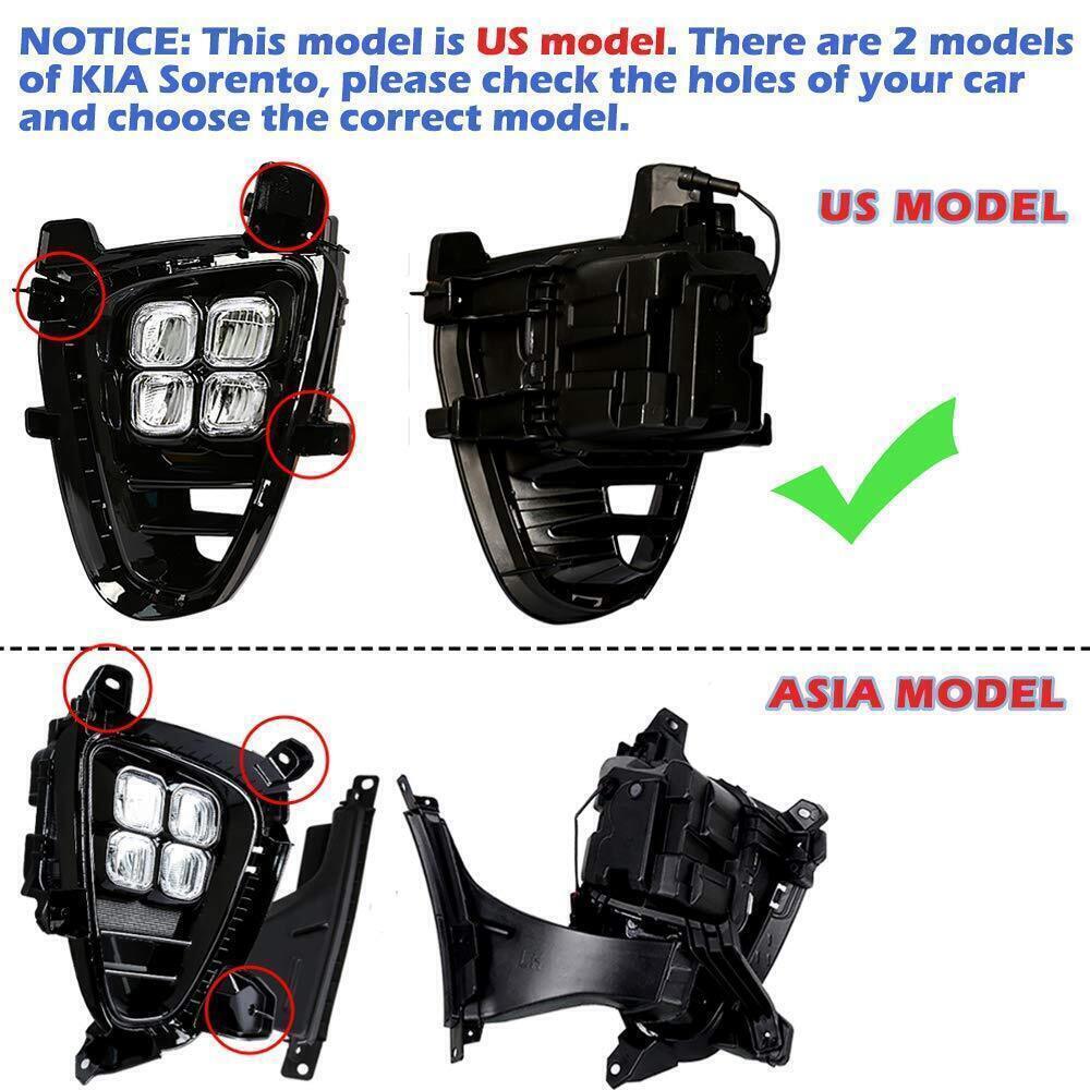 LED Fog Lights with Wire Harness Switch Fit for Kia Sorento 2019-2020 4 Eyes DRL