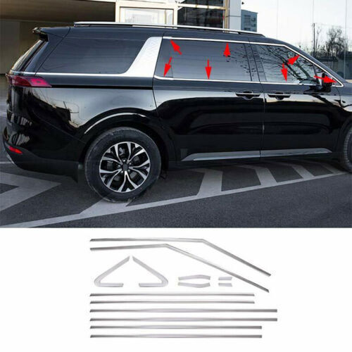 Fit for Kia Carnival 2022-2024 Silver Side Window Frame Strips Cover Trim Steel