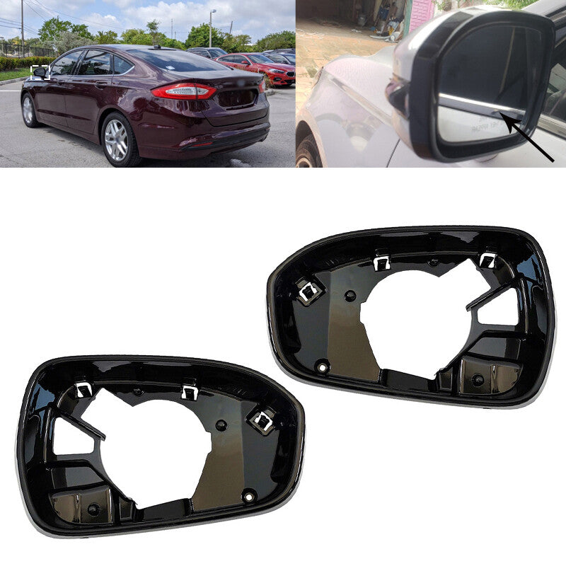 Pair Glossy black Side Mirror Frame Holder for Ford Fusion 2013-2020