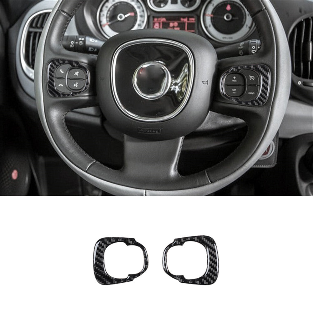 Carbon Fiber Steering Wheel Accent Interior Trim For 2014-2017 for Fiat 500L