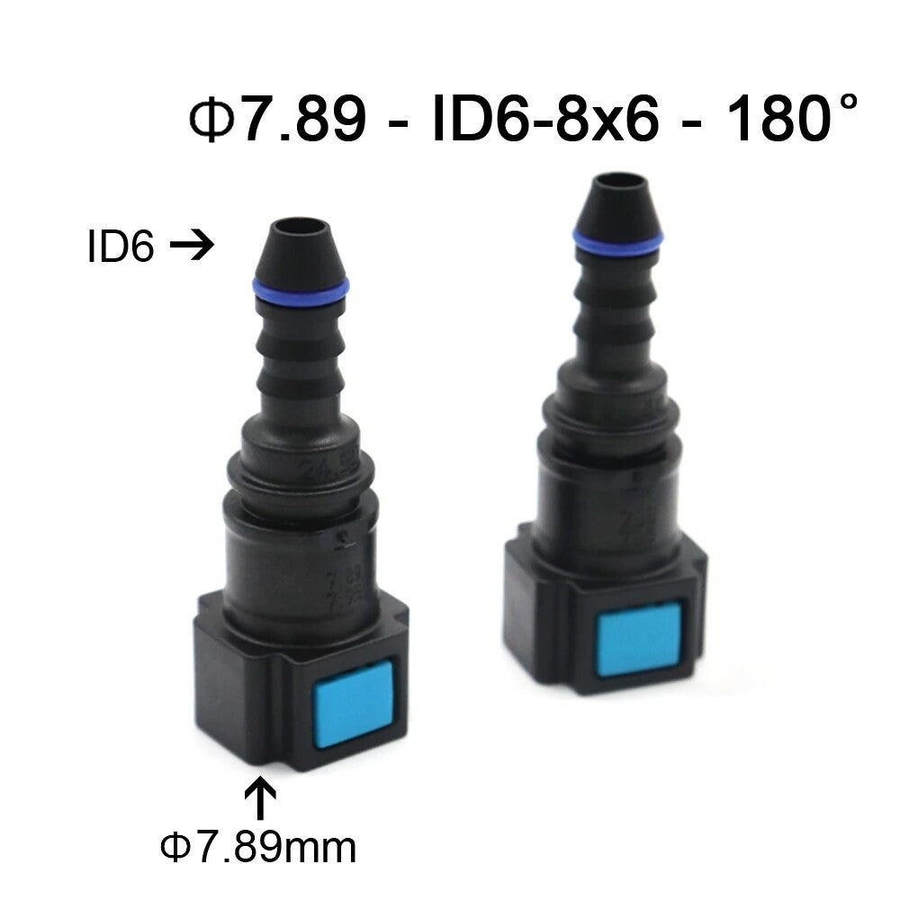 2-pack/Bulk Fuel Line Hose Quick Release Female Connector 7.89mm ID6 8x6 180¡ã