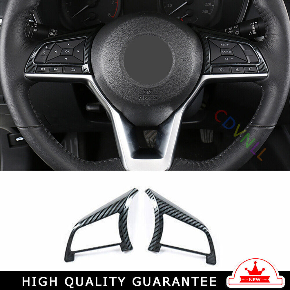 Steering Wheel Button Frame Trim 2X for Nissan Altima 2019-22 Steel Carbon Fiber