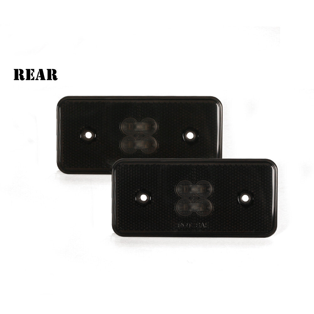 2-piece set of black lenses with red rear side marker lights suitable for 2002-14 for Mercedes-Benz G500, G63, AMG, and G-Class.