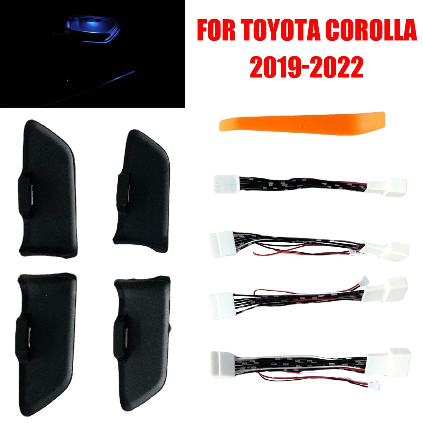 One set of interior door handle LED blue lights suitable for Toyota for Corolla 2019-2022 AT