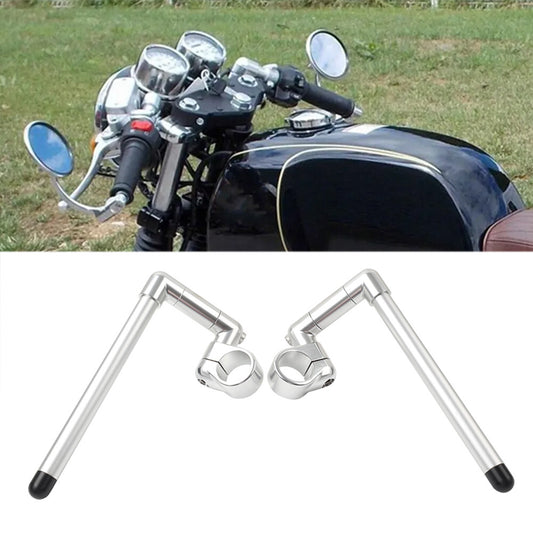 46MM Cafe Racer Bars 7/8 Universal Clip-On Handlebar Fork Tube Silver