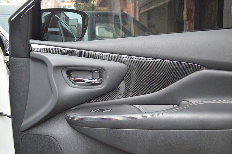 Car Inner Door Panel Cover Trim 4PCS Fit for Nissan Murano 2015-21 Carbon Fiber