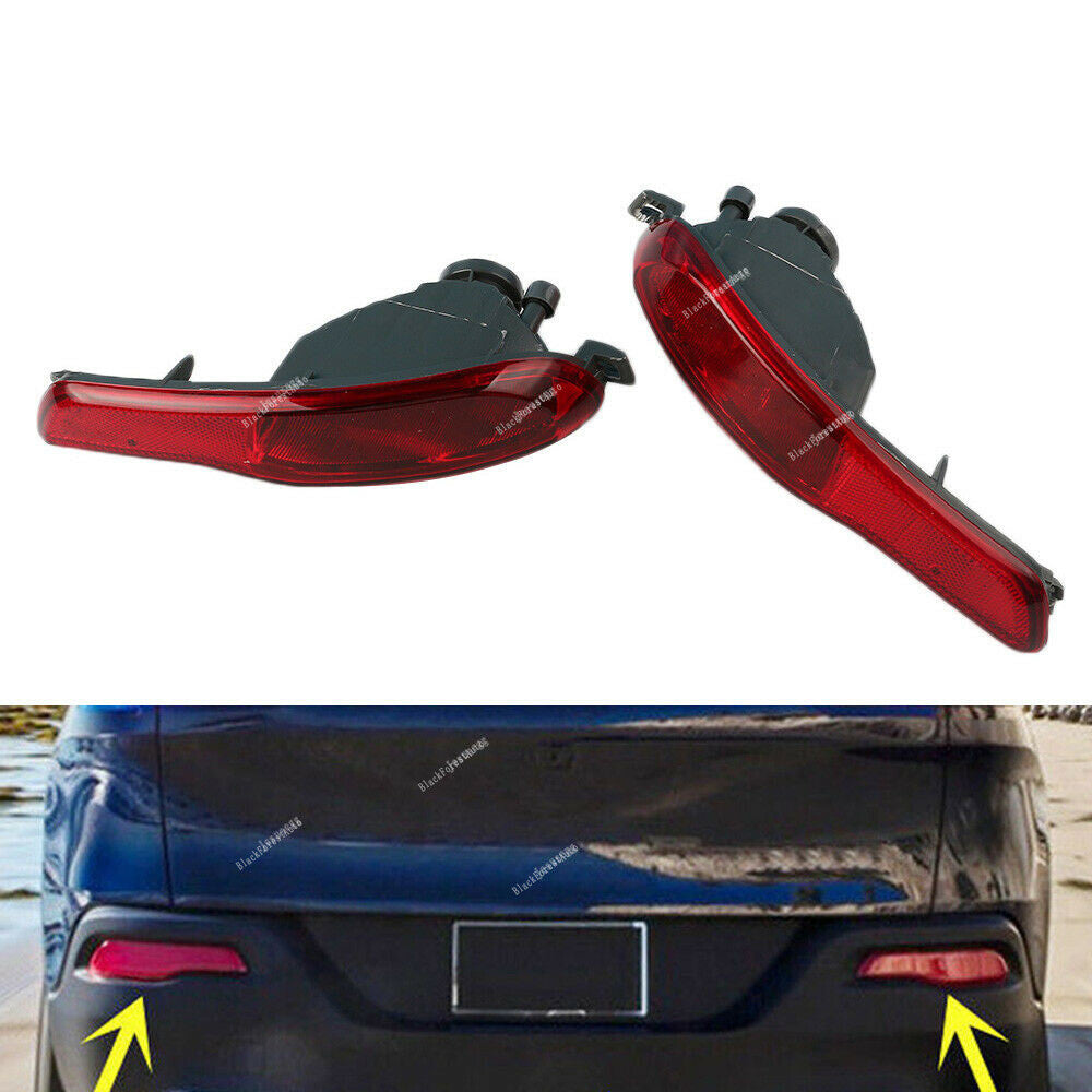 RHLH Rear Bumper Brake Fog Light Reflector Lamp Cover for Jeep Cherokee 2014-18