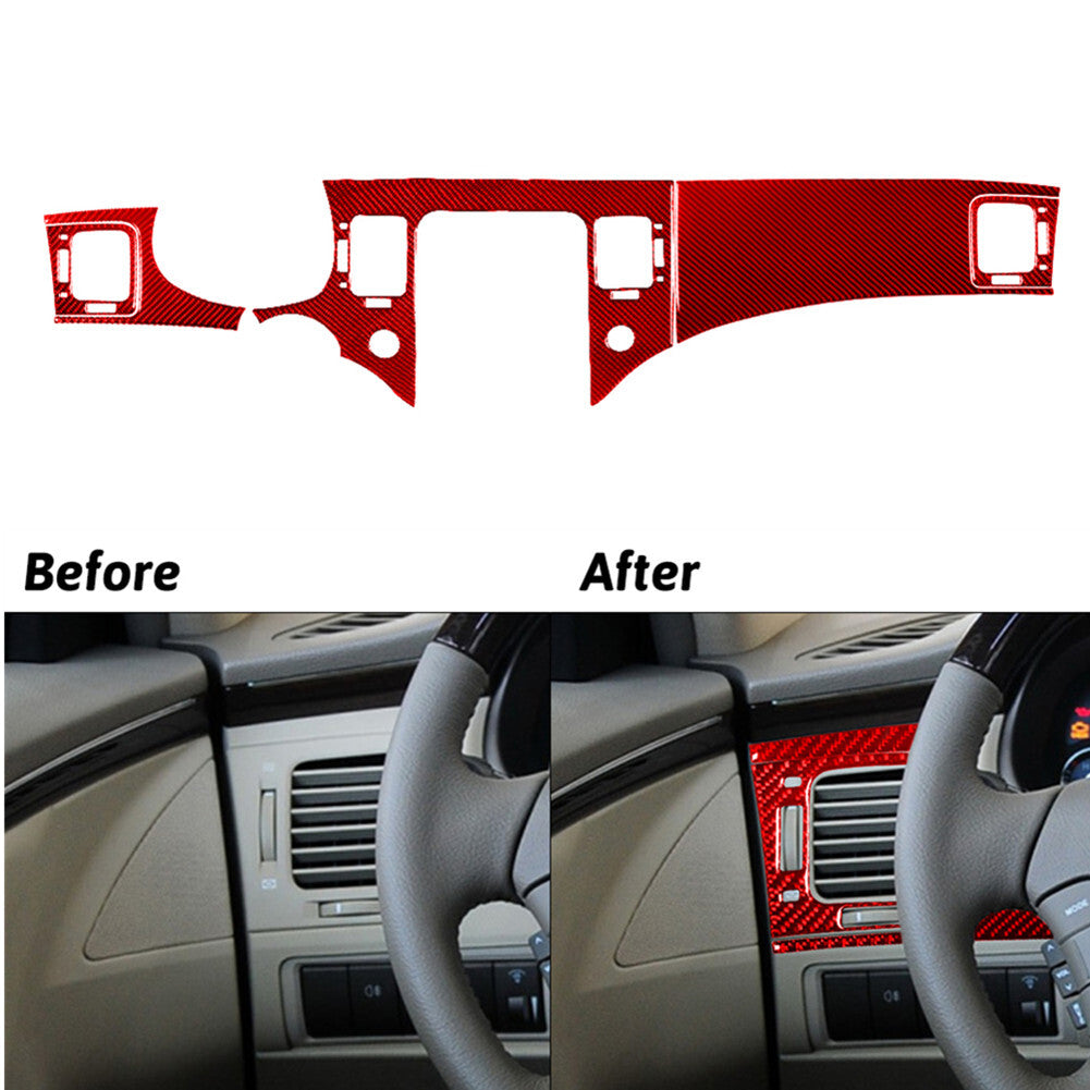 5Pcs Red Carbon Fiber Inner Dashboard Kit Cover Trim for Hyundai Azera 2006-2011