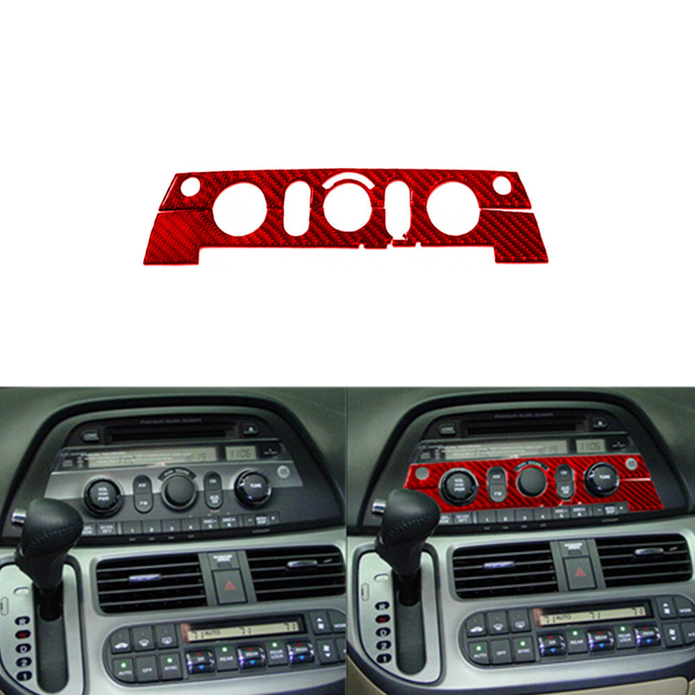 3x Center Console CD Panel Carbon Fiber Sticker Trim for Honda Odyssey 05-10 Red