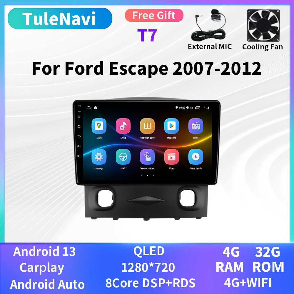 for Ford Escape 1 2007-2012 Auto Car Radio CarPlay GPS Multimedia Stereo Player