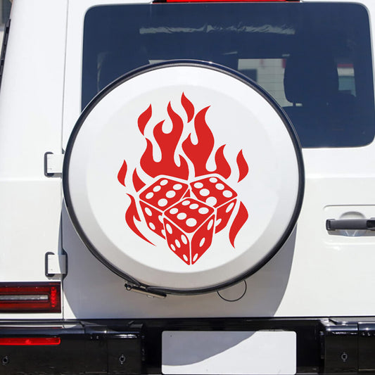 1pcs Flame Dice Car Hood Body Sticker Self-Adhesive Vinyl Graphics Decals Red