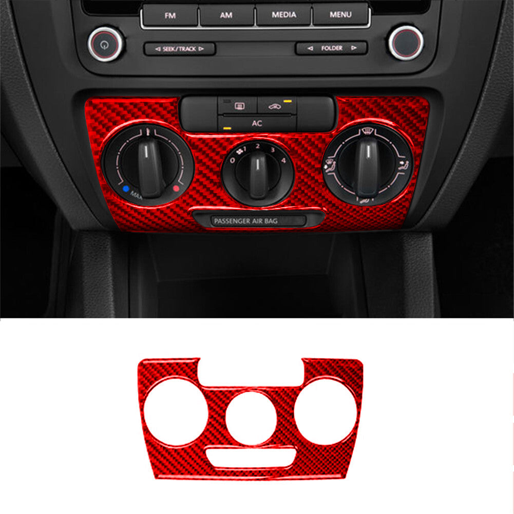 Red carbon fiber climate control bezel for Volkswagen for Jetta sedan 2011-2014