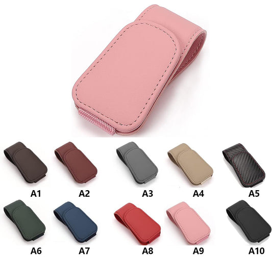 Universal Sunglass Holder for Car Visor Solid Sunglasses Clip Magnetic Leather
