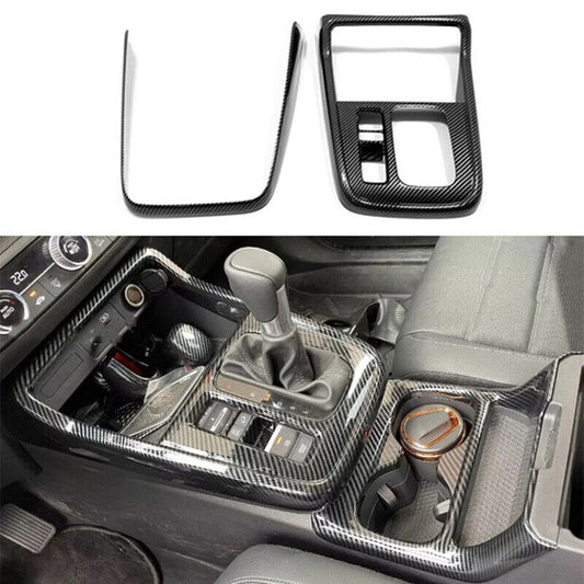 Carbon Fiber Console Gear Shift Box Panel Cover Trim 2x for Honda CR-V 2023-2024