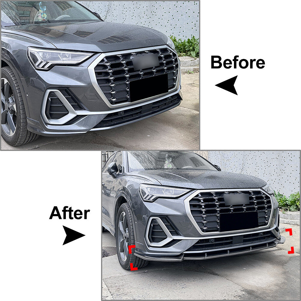 Front Bumper Splitter Spoiler Lip for Audi Q3 F3 Sline 2019-2024