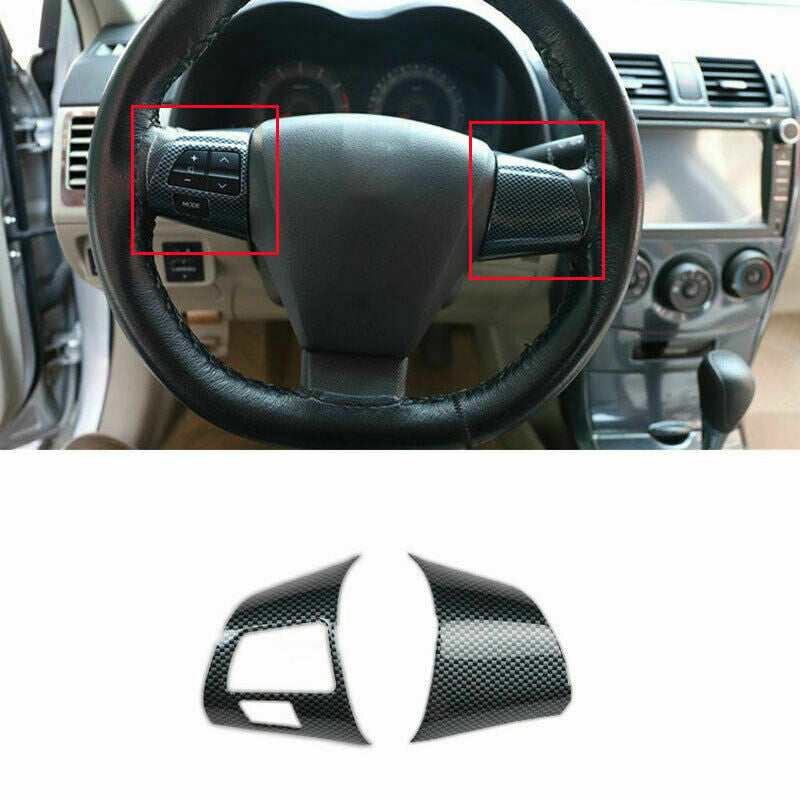2for Toyota for Corolla 2007-2013 Carbon Fiber ABS Steering Wheel Button Cover Trim