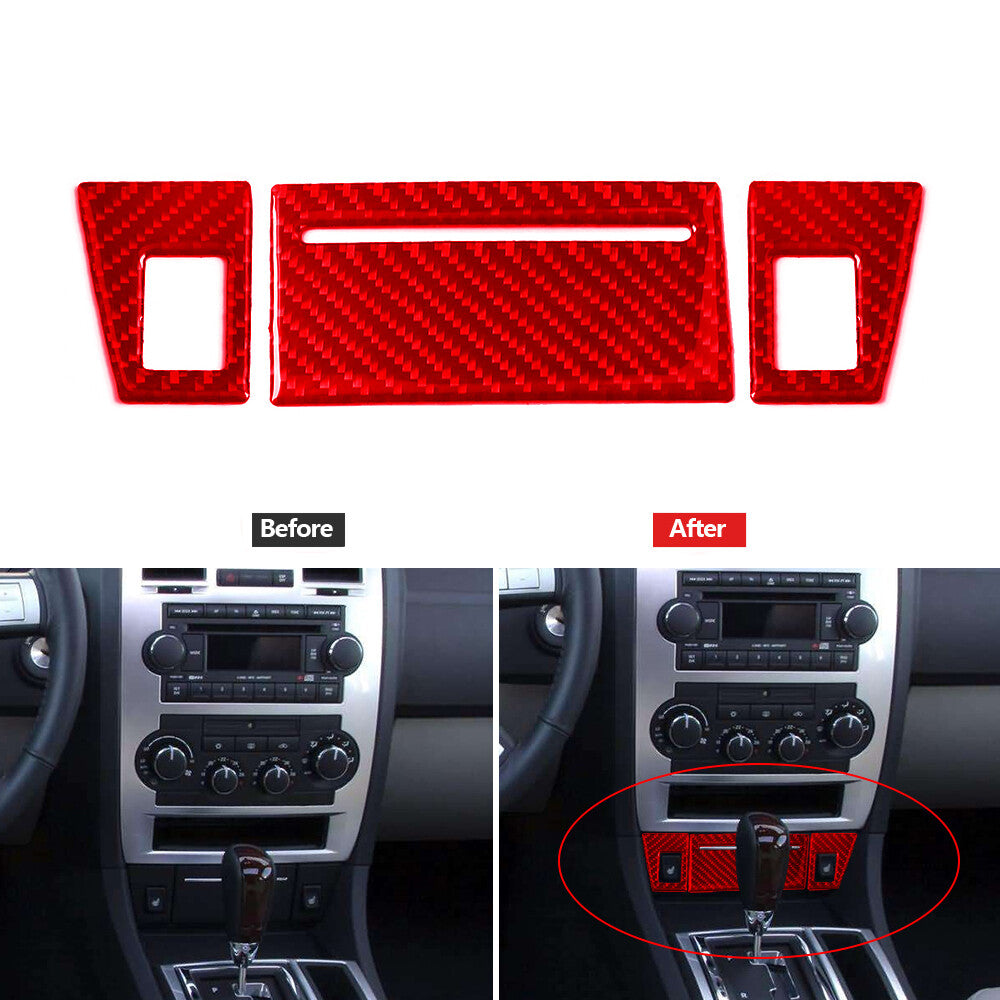 Red Carbon Fiber Below Radio With Heated for Seat & Ashtray Cover for Chrysler 300