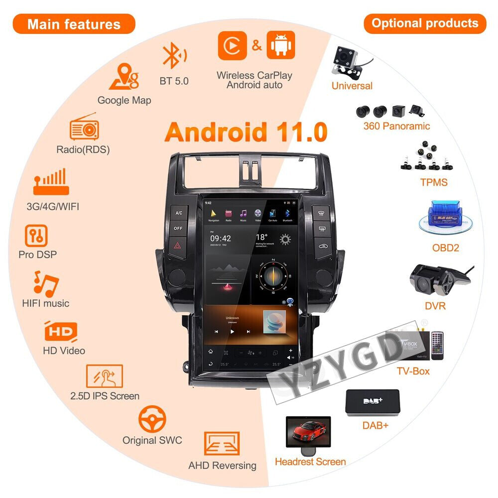 for Toyota for Land Cruiser Prado 150 2010-2013 128GB Carplay Car Radio 2 Din Screen
