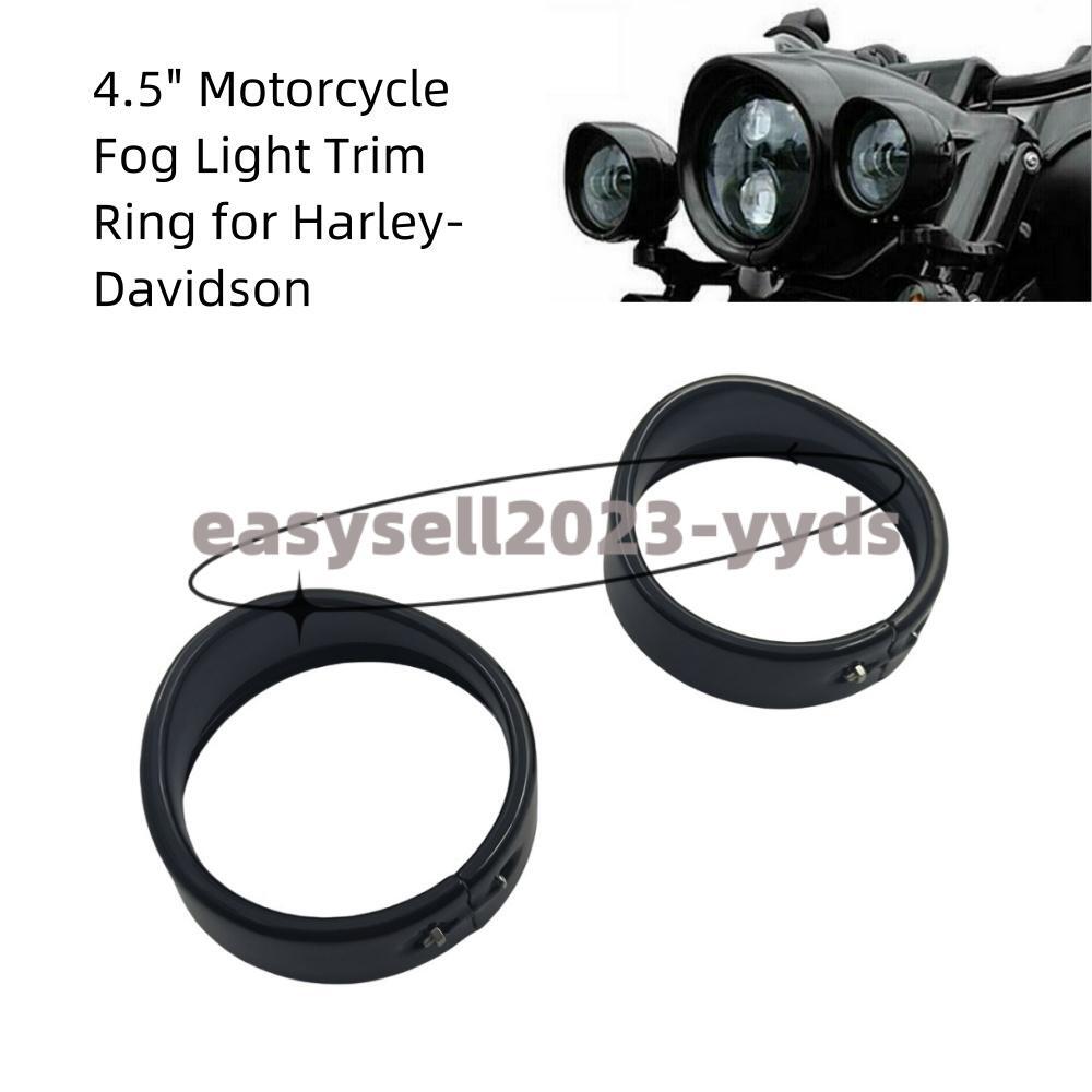 Aluminum 2pcs Black 4.5 Motorcycle Fog Light Trim Ring fit for Harley-Davidson