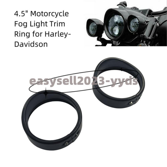 Aluminum 2pcs Black 4.5 Motorcycle Fog Light Trim Ring fit for Harley-Davidson