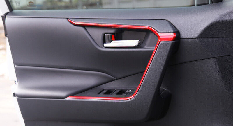 Fit for Toyota RAV4 2019-2023 Red ABS Interior Door Armrest Strip Cover Trims4