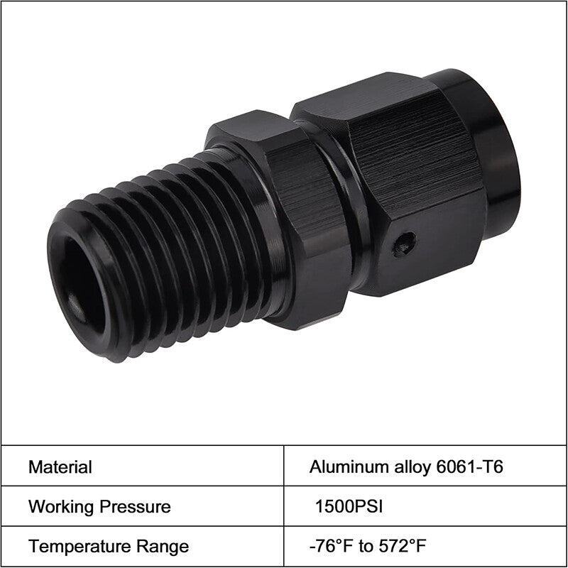 4AN AN4 Female Flare to 1/4NPT Male Straight Swivel Adapter Fitting Aluminum
