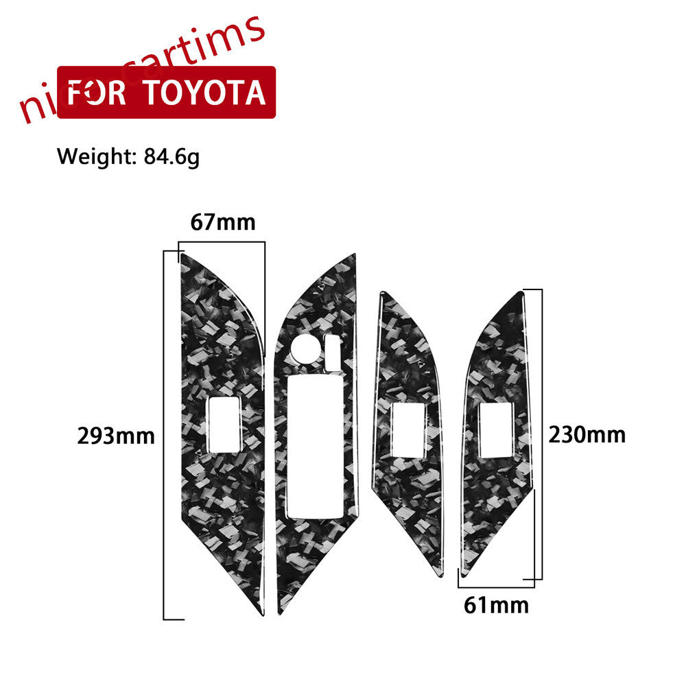 RHD Window Lift Switch Button Trim For T@yota Hilux Revo 2015-2021 Forged Carbon