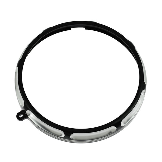 Black 7 Front Headlamp Headlight Trim Ring Fit for Harley Softail Fat Boy 94-17