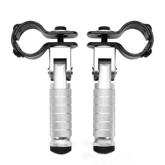 2x Silver Motorcycle Folding Rear Footpeg Kit Footrest Foot Peg Pedals 30mm-32mm