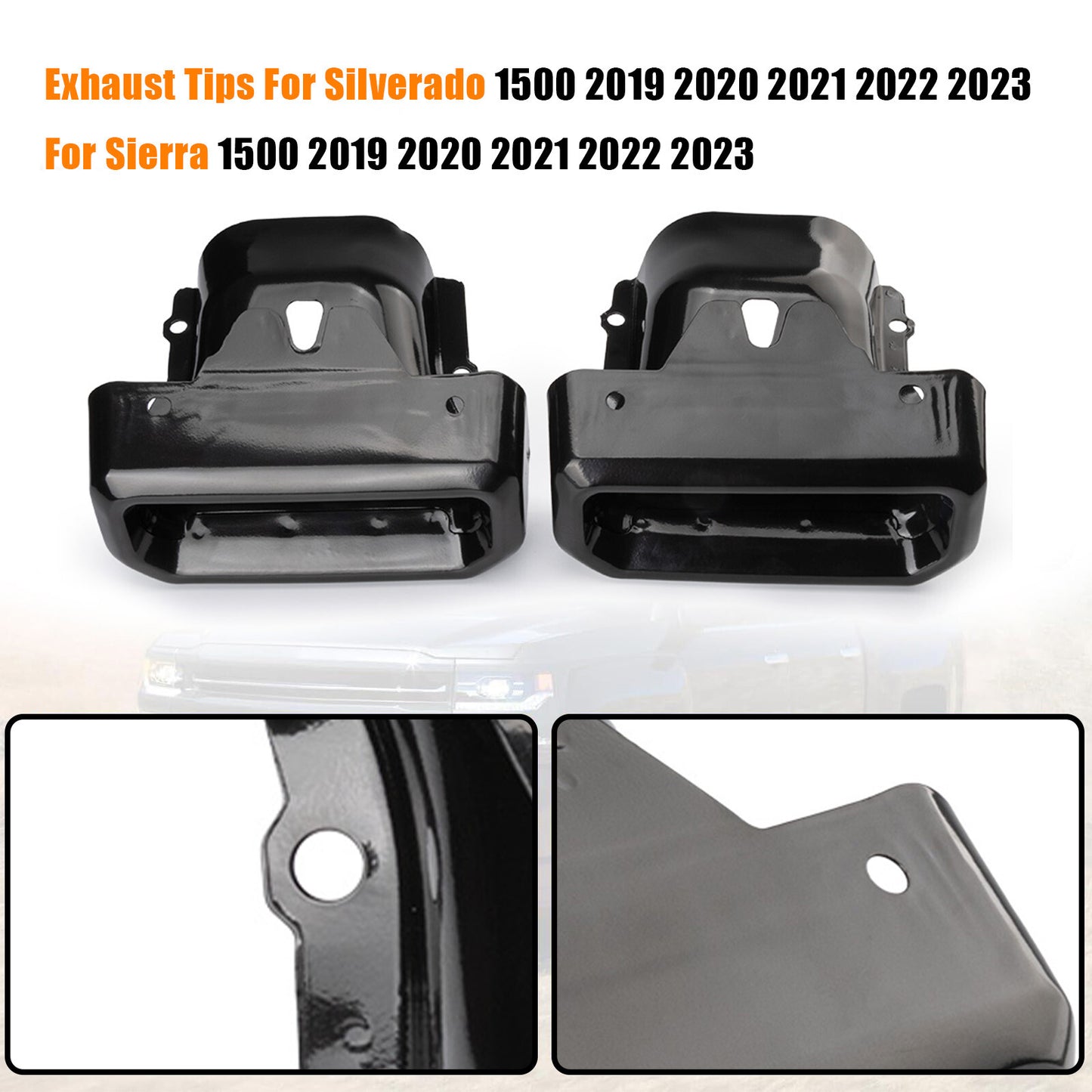 84434642 Exhaust Tips Bezels Black for Chevy Silverado for GMC for Sierra 19-24 84434641