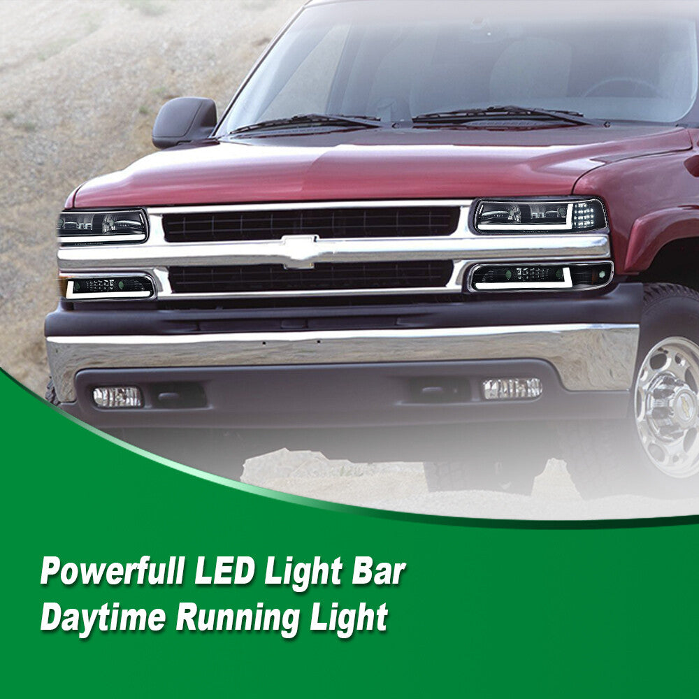 LED DRL strip headlights and bumper lights are suitable for the 99-02 for Chevrolet Silverado and 00-06 Tahoe.